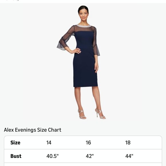 Alex Evenings Womens Short Shift Cocktail Dress with Embellished Illusion Detail - Picture 3 of 5